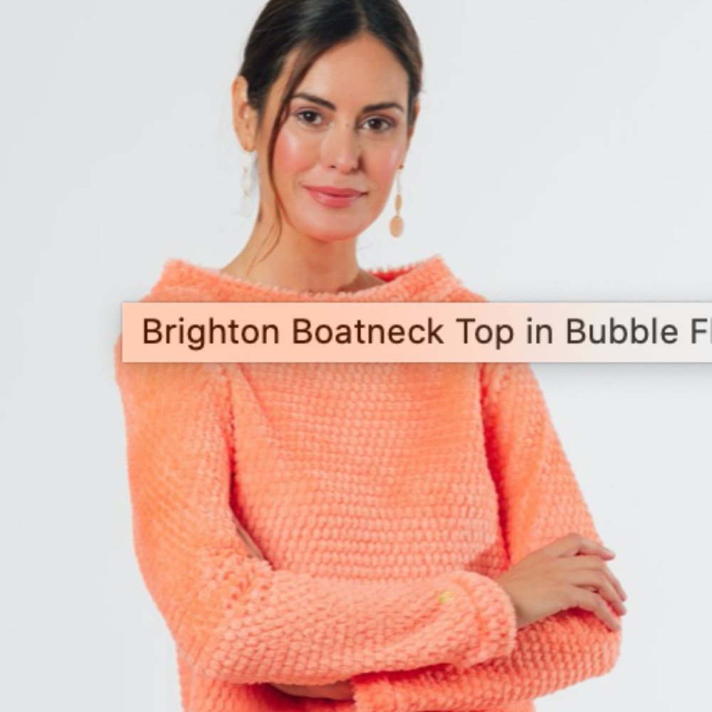Brighton Boatneck Top in Bubble Fleece (Sherbet)